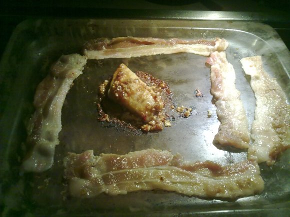 Pork Bacon surrounding the Snapper fish